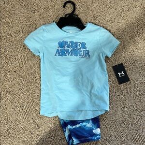Under Armour Light Blue Tee and Patterned Shorts Set